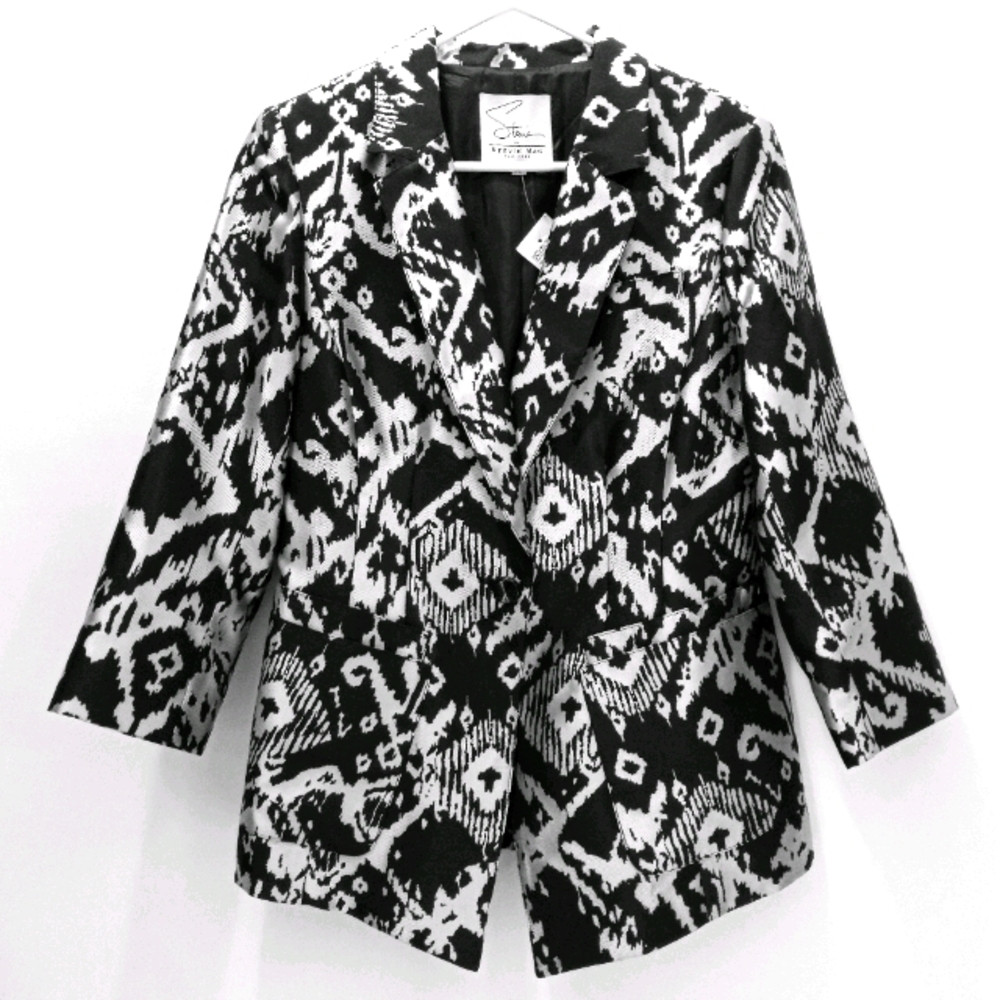 STEVIE MAC Women's Black/Silver Printed Blazer